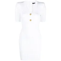 balmain robe courte en maille nervurée - blanc