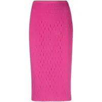genny jupe crayon en maille ajourée - rose