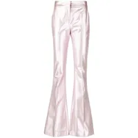 genny pantalon évasé à effet métallisé - rose