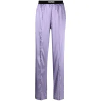 tom ford pantalon en soie à coupe droite - violet