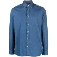 tommy hilfiger chemise en jean th flex à manches longues - bleu