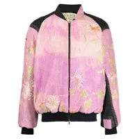 by walid veste bomber otto à broderies - rose
