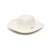 borsalino chapeau panama à plaque logo - blanc