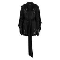 carine gilson veste ornée de dentelle à manches drapées - noir