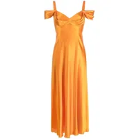 alberta ferretti robe longue en soie à design drapé - orange