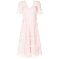 needle & thread robe mi-longue à taille empire - rose