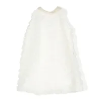 la stupenderia robe en tulle à fleurs appliquées - blanc
