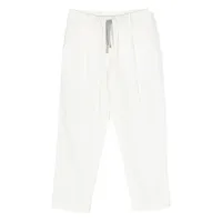 eleventy kids pantalon en coton à lien de resserrage - blanc