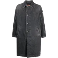 diesel manteau en jean d-roku-long-fsc1 à plaque logo - gris