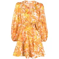 zimmermann robe portefeuille à fleurs - orange