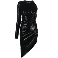 alexandre vauthier robe asymétrique à ornements en cristal - noir