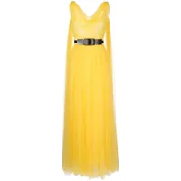 leo lin robe drapée juno à coupe longue - jaune