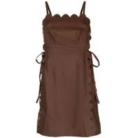 oroton robe courte en lin à détails festonnés - marron