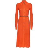 ferragamo robe-chemise en maille à design nervuré - orange