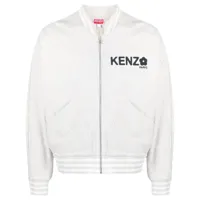 kenzo veste bomber zippée à logo imprimé - gris