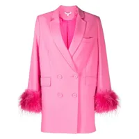 rachel gilbert robe courte boutonnée à détails de plumes - rose