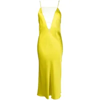 stella mccartney robe mi-longue à empiècements transparents - jaune