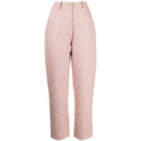 paule ka pantalon crop en tweed à taille haute - rose