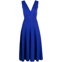p.a.r.o.s.h. robe mi-longue à design plissé - bleu