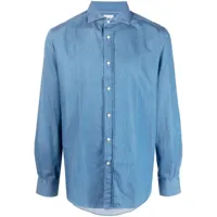 brunello cucinelli chemise en jean à col italien - bleu