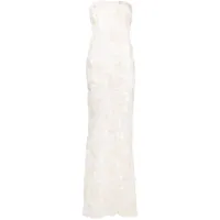 rotate robe longue à appliques fleurs - blanc