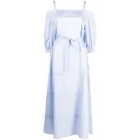 peserico robe ceinturée à détails plissés - bleu