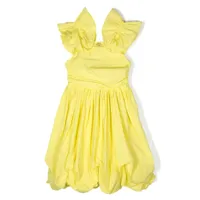 twinset kids robe plissée à volants - jaune