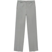 anine bing pantalon droit à plis marqués - gris