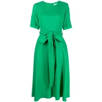 p.a.r.o.s.h. robe mi-longue évasée à taille ceinturée - vert