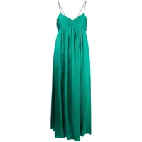forte forte robe longue rayée à effet froissé - vert