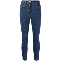 elisabetta franchi jean skinny à motif monogrammé - bleu