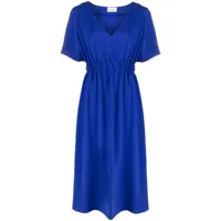 p.a.r.o.s.h. robe mi-longue à taille élastiquée - bleu