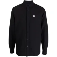 fred perry chemise en coton à logo brodé - noir