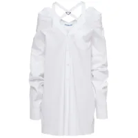 prada robe-chemise en coton à épaule dénudées - blanc