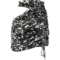 amen jupe froncée à imprimé léopard - noir