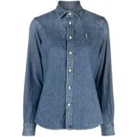 polo ralph lauren chemise en jean à logo brodé - bleu