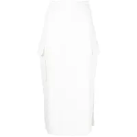 sunnei jupe mi-longue à logo embossé - blanc
