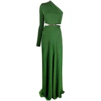 victoria beckham robe longue à une épaule - vert
