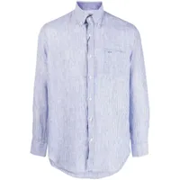 paul & shark chemise en lin à rayures - bleu
