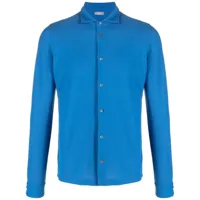 zanone chemise en coton biologique à manches longues - bleu