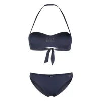 ea7 emporio armani bikini à logo orné de cristaux - bleu