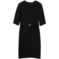 burberry robe mi-longue à ceinture monogrammée - noir