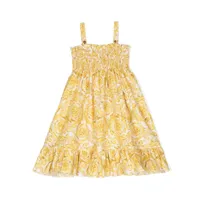versace kids robe évasée à imprimé barocco - jaune