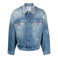 mm6 maison margiela veste en jean à boutonnière - bleu