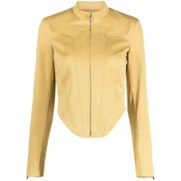 misbhv veste en cuir artificiel à design corset - jaune