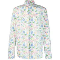 fedeli chemise en coton à fleurs - blanc