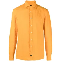 fay chemise en lin à manches longues - orange