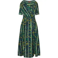 altuzarra robe mi-longue lydia à imprimé abstrait - vert