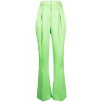genny pantalon évasé à détails plissés - vert