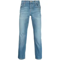 gucci pre-owned pantalon droit à patch logo (années 2000) - bleu